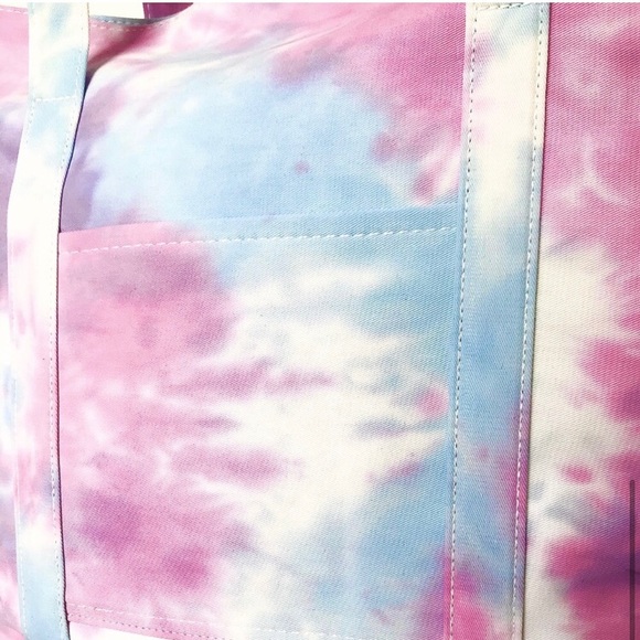 Cotton pastel tie dye canvas tote bag - Picture 7 of 8
